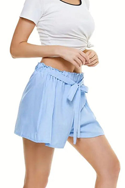 dorbe comfortable & stylish elastic waist women’s casual wear blue solid fashion shorts