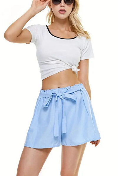 dorbe comfortable & stylish elastic waist women’s casual wear blue solid fashion shorts