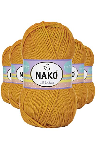 NAKO 5 τεμάχια Elite Baby πλεκτό νήμα χωρίς πυροβολία, βρεφικό μαλλί γυαλιστε...