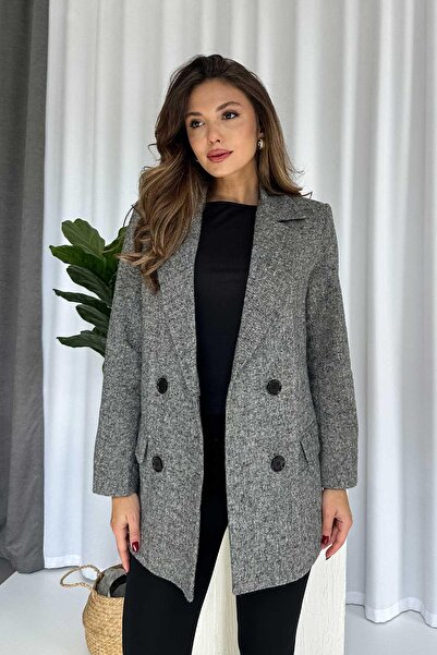 Mine Tan Butik Γυναικείο μπουφάν Omzu βάτα τεμαχίων - Γκρι