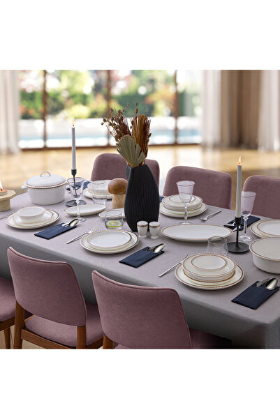 EVALIZA Alaia Black Gold 60 Parça 12 Kişilik Yemek Takımı