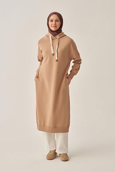 ALLDAY Μακρύ φούτερ με κουκούλα από λύκρα με τσέπες, με σχέδιο βιζόν-μάτι