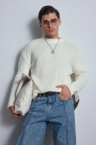 ablukaonline Чоловічий светр оверсайз екрю