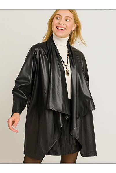 Hanımefendi Butik İtalyan Kısa Deri Kap - SİYAH