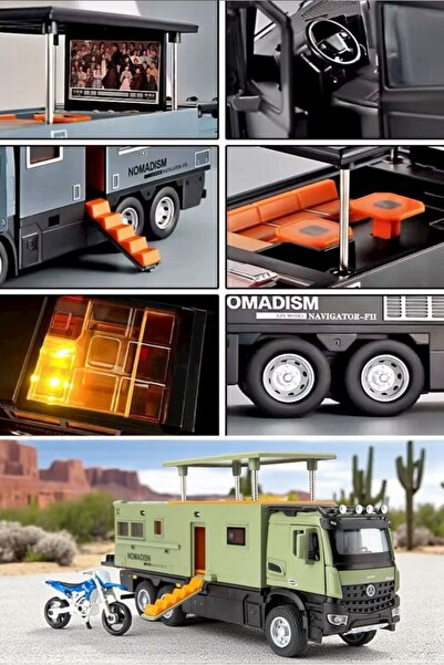 BYCEGU 95620 Pull and Drop Motorized Toy Model Caravan with Sound and Light