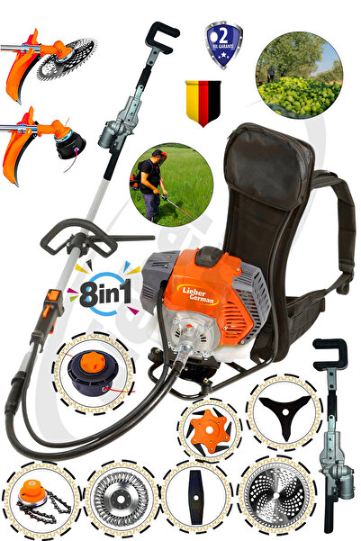 Lieber German TYPER Serii Sırt Tipi Benzinli Motorlu Tırpan Makinesi 8 Li Set...