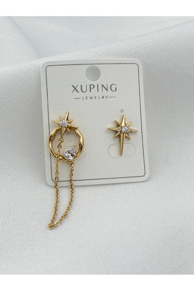 AychaAksesuar xuping kararmaz alerji yapmaz kuzey yıldızlı sarkıt zincirli küpe