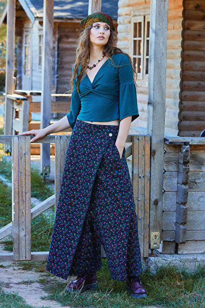 Los banditos Wrap Skirt Pocketed Wide Leg Pants