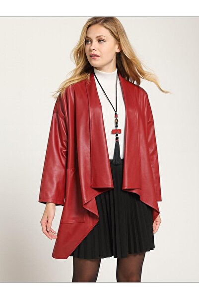 Hanımefendi Butik İtalyan Kısa Deri Kap - KIRMIZI