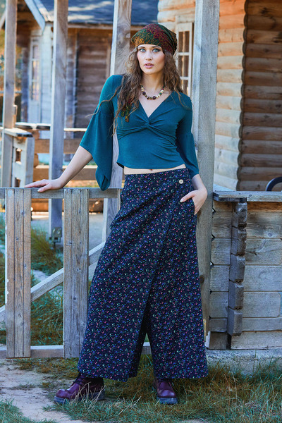 Los banditos Wrap Skirt Pocketed Wide Leg Pants