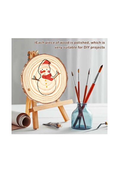 VeliumCraft Set Decorative Tree Trunk Slices, VeliumCraft, 5-6 cm, Pine Essence, 10 pcs with 12 Acrylic Colors a