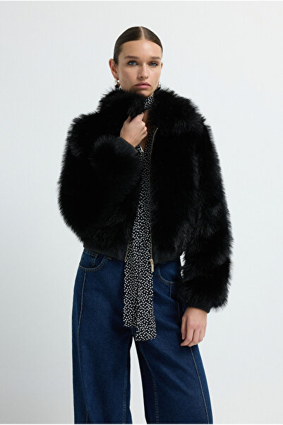 adL Kısa Fermuarlı Kürk Mont