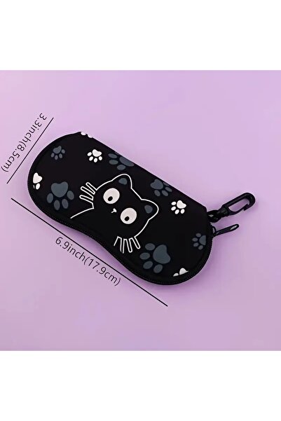 Dodemert Home Black Cat Pattern Printed Glasses Case Soft Rubber Accessory Synthetic Rubber