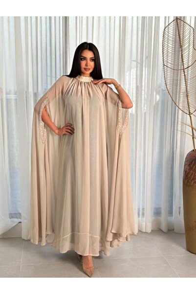 Aprism Butterfly chiffon georgette jalabiya with embroidered sleeves