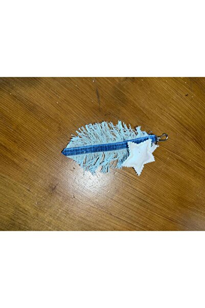 Dema Handcrafted Leaf Star Detailed Denim Bag Charm