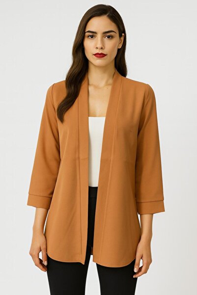 Butik Kadın Camel Blazer Ceket – Şık ve Modern Tasarım