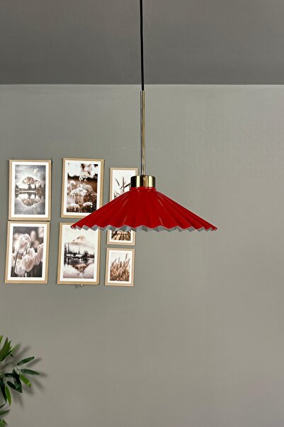 Bamyum Avilla Kırmızı Metal Tekli Avize İnce Eskitme Başlık Rustik Mutfak Mod...