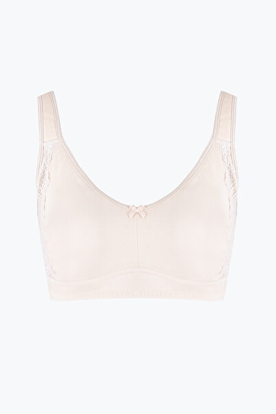 LOYA Stone Color Lace Detailed Gathering Bra