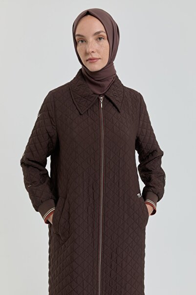 Nihan Büyük Beden İnce Kapitone Kap Kahve