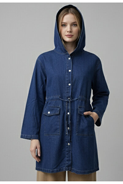 VELUNA BUTİK Kadın Modern Trençkot Kot Model Zara Modern Mevsimlik Rahat Giyim