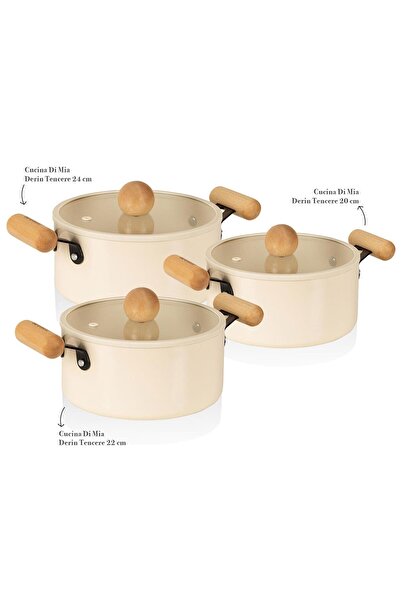 The Mia Cucina Di Mia Induction Base Ceramic Cookware Set 6 Pieces
