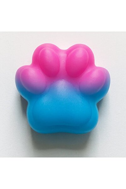 Flippy Squishy Stress Toy - Slow Rebound Fluffy Cat Paw 7.5 cm (Blue/Pink)