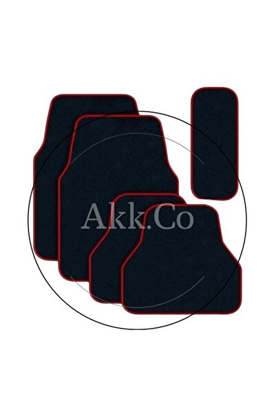 Universal Fiat Fiorino Uyumlu 5 Parça Halı Paspas Füme/Siyah Kenar Kırmızı Detaylı