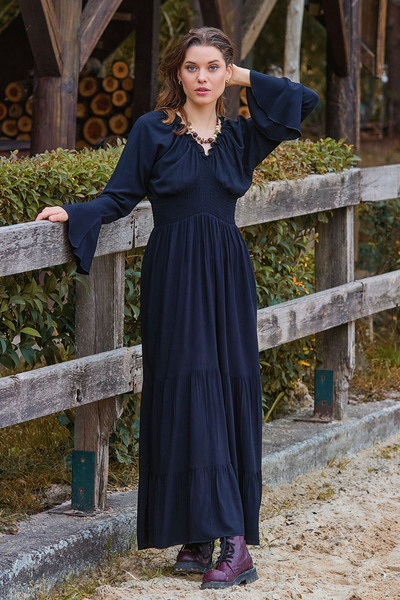 Los banditos Χειμερινό φόρεμα ισπανικού στυλ με ελαστικό λαιμό