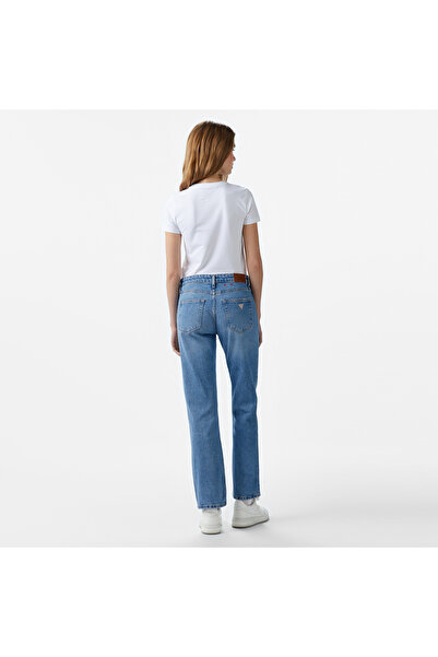 Guess G08 Mid Rise Stra Eco Co Riverside Str Indigo Kadın Mavi Jean