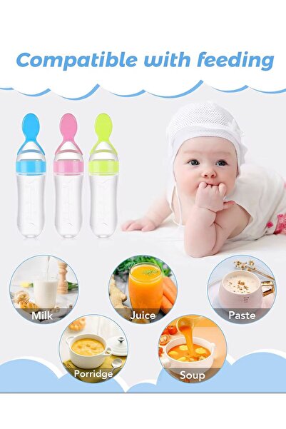 Denn Store Lingură de silicon cu sticla/rezervor pentru hrănire bebeluși