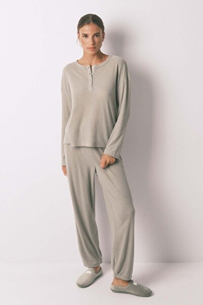 Women'secret Long green waffle texture pajamas