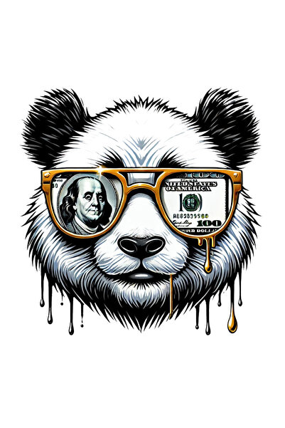 MegaSticker Dolar Gözlük Panda Sticker Araba, Motorsiklet, Kask, Laptop, Cam ...