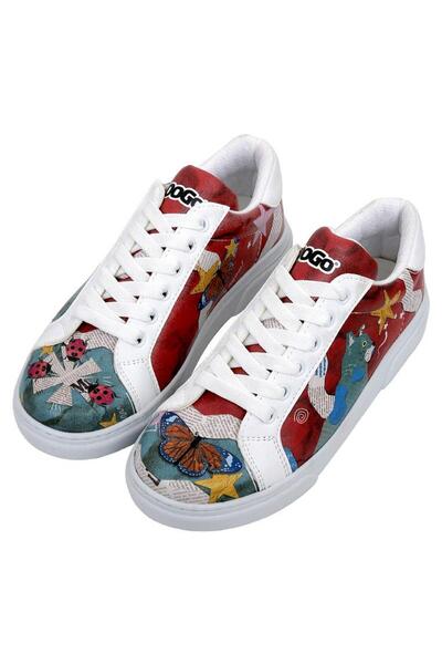 Dogo Women's Vegan Leather White Sneakers - Paper Animals Design