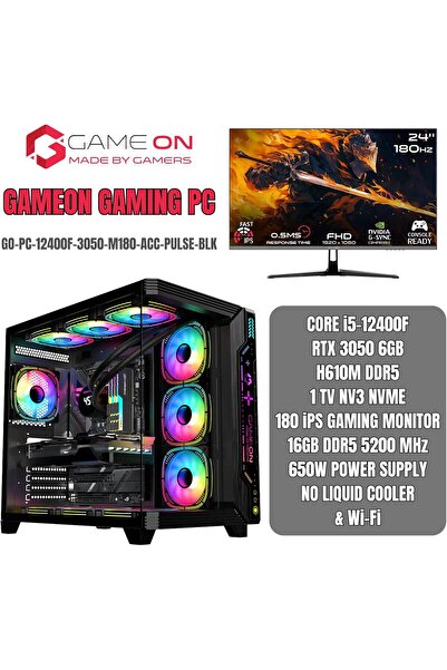 GAMEON High-Performance Gaming PC | Intel Core i5-12400F | RTX 3050 6GB | 16GB DDR5 RAM | 1TB NVMe S