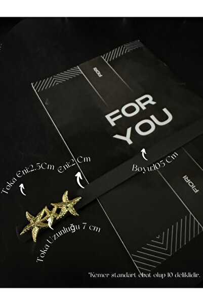 Fiori Yıldız Tokalı Kadın Kemeri, Ceket Kemeri, Gömlek Kemeri, Elbise Kemeri