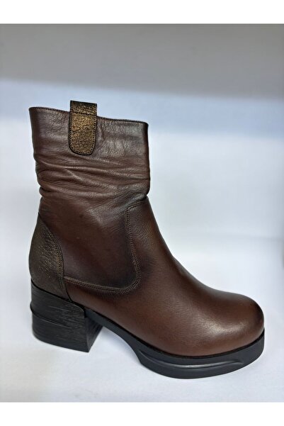 Mira Deri HAKİKİ DERİ ACI KAHVE 6.5 CM PLATFORM TOPUK KADIN BOT
