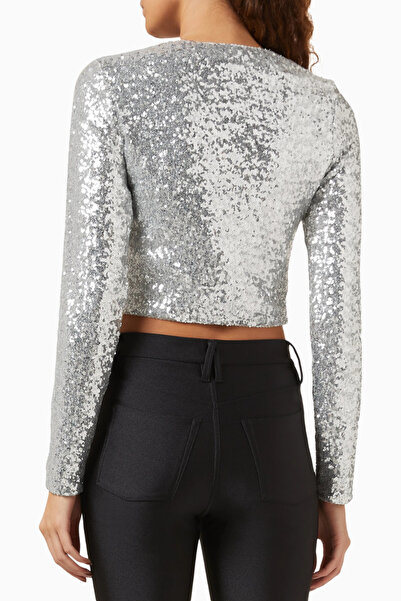 Good American Payet Detaylı Cardigan, Işıltılı Günlük-Şık Kadın Hırka