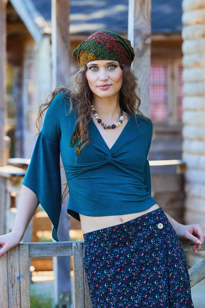 Los banditos Double Breasted Collar Half Sleeve Winter Blouse