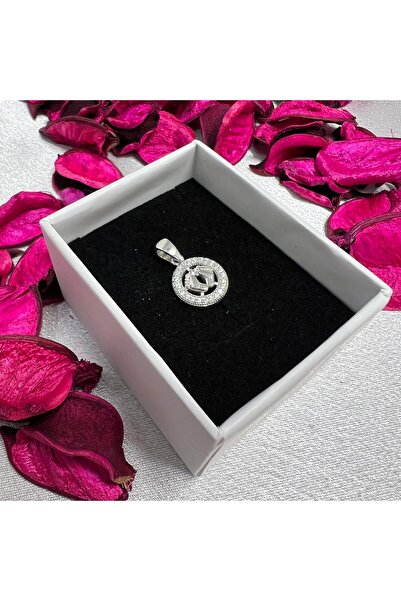 Victoria Yuvarlak Figürlü Kadın Kolye Ucu 925 Ayar Gümüş Zirkon Taşlı