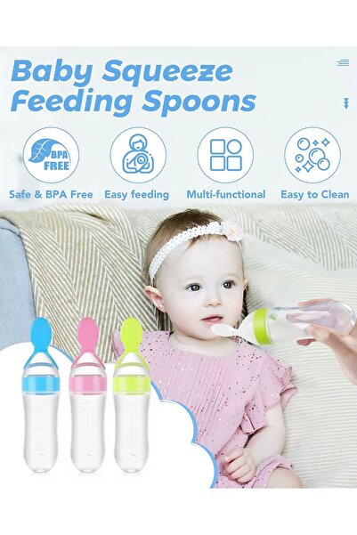 Denn Store Lingură de silicon cu sticla/rezervor pentru hrănire bebeluși