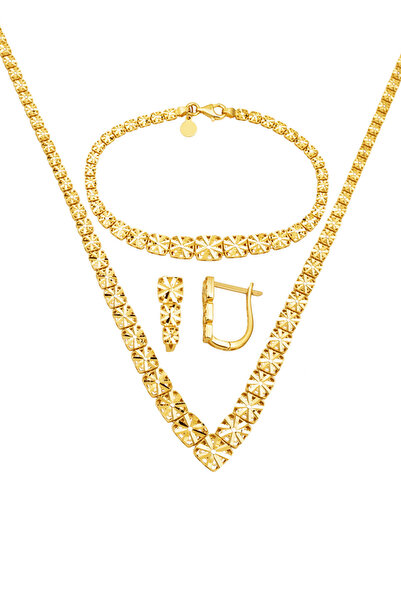 Bilezikci Yaşam Çiçeği Düğün Seti 14 Ayar Altın