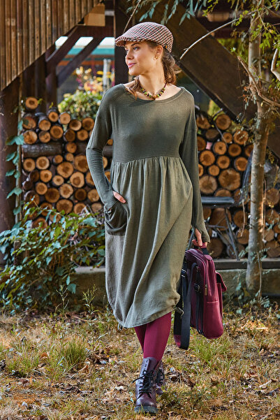 Los banditos Crew Neck Pocketed Fingerless Winter Dress