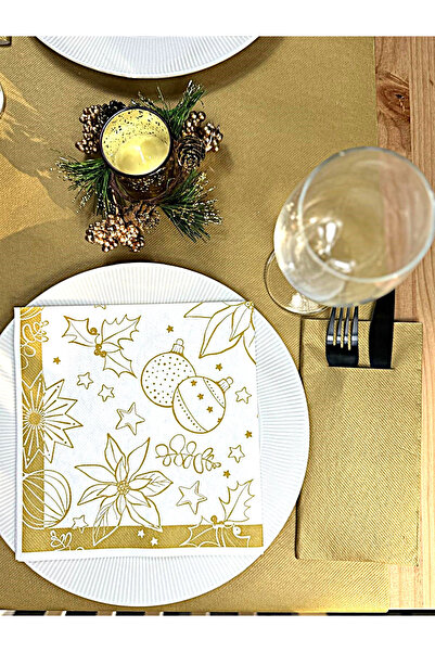 Mank Șervețele de masă festive Linclass pentru Crăciun/Revelion, Milano (alb-...