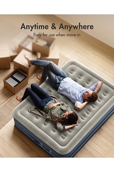 iDOO Luxury Air Mattress with Built-in Pump, Queen Size Inflatable Mattress for Camping, Guests & Ho