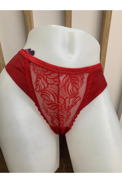 BELLİZZİ Slip roșu cu detalii din dantelă pentru femei, 2 piese, 1909