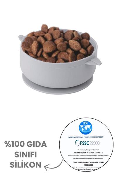 12den Silikon Evcil Hayvan Mama Kasesi, Kaydırmaz Vakum Tabanlı Kedi Köpek Mama Su Kabı Tabağı 200ml