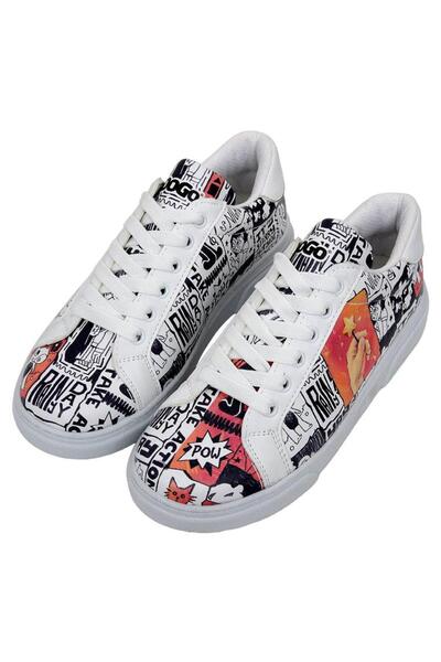 Dogo Women's Vegan Leather White Sneakers - Star Girl Design