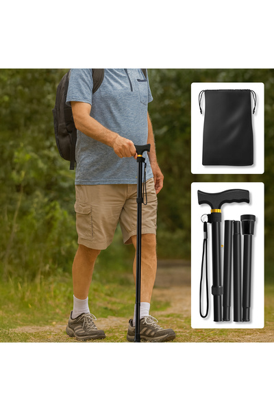 Elindor ® Baston ortopedic pliabil, ușor, cârje pentru vârstnici și recuperare, negru