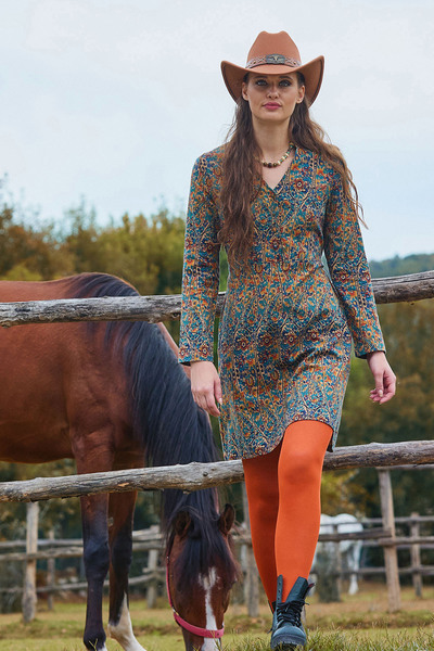 Los banditos Hakim Collar Button Detailed Tie-Up Long Sleeve Dress