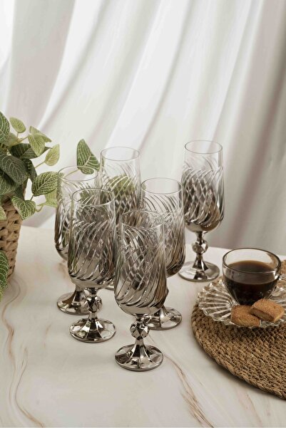 crystalhome 6-Pack Silver Meltem Crystal Coffee Side Dish 180ml